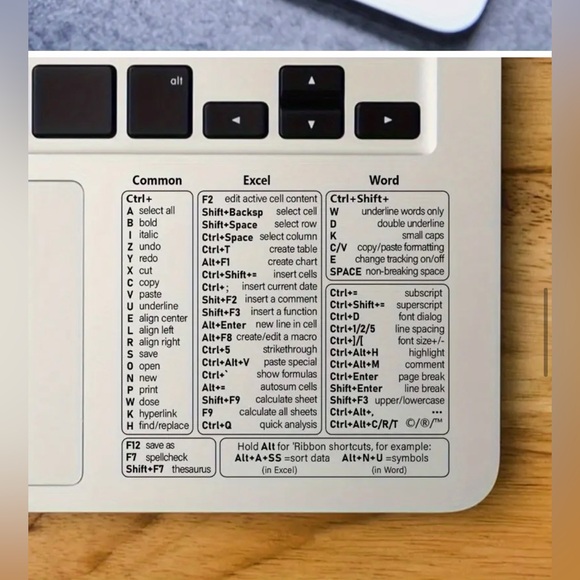 Transparent Word & Excel Keyboard Shortcut sticker Guide - Picture 2 of 4